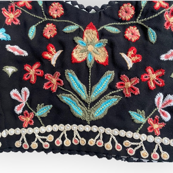 Forever 21 Floral Embroidered Bralette Black Crop Top (L) - Picture 10 of 15